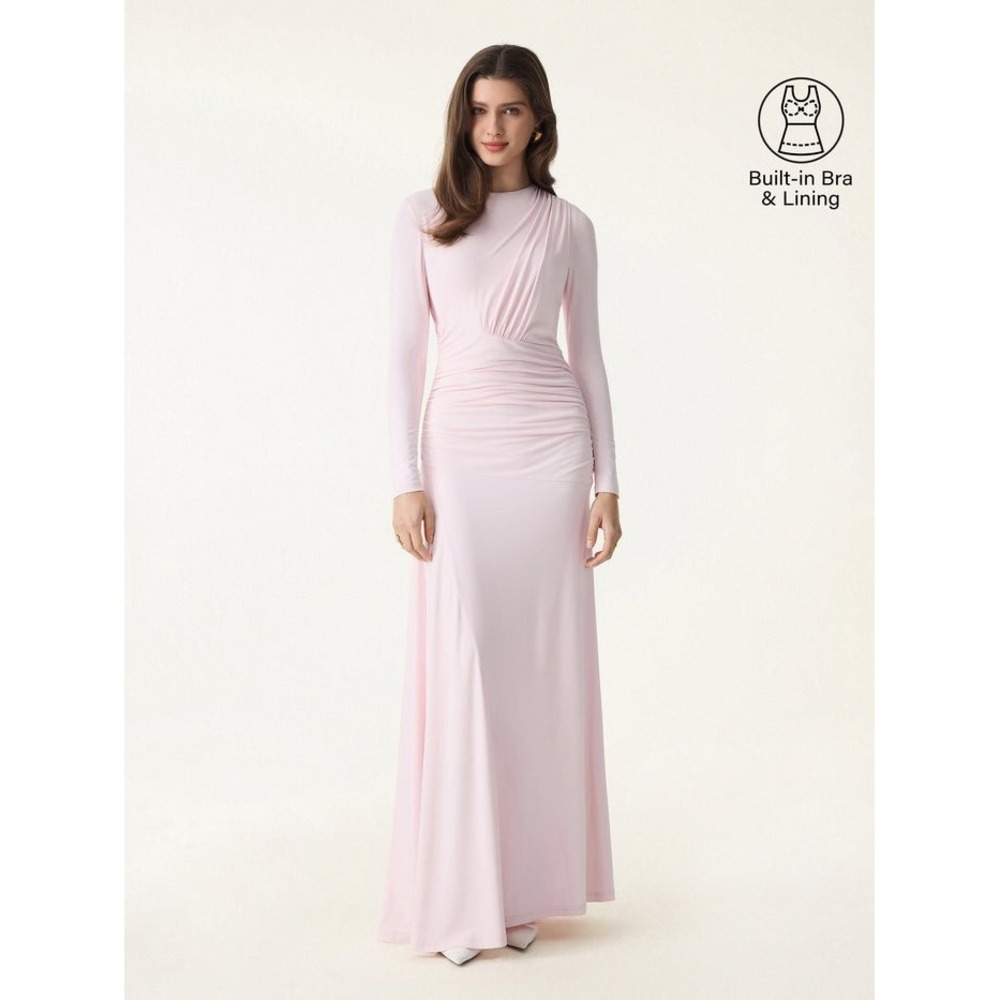 NWT OGL Eco-SkinKiss Boatneck Angled Ruched‎ Maxi Brami Dress - Size Large - Picture 3 of 12